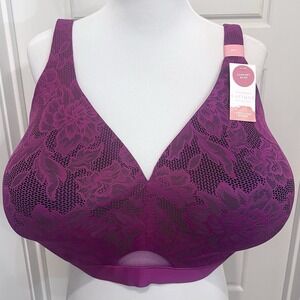 New With Tags! Lane Bryant Cacique Purple Floral Lightly Lined No-Wire Bra 46J